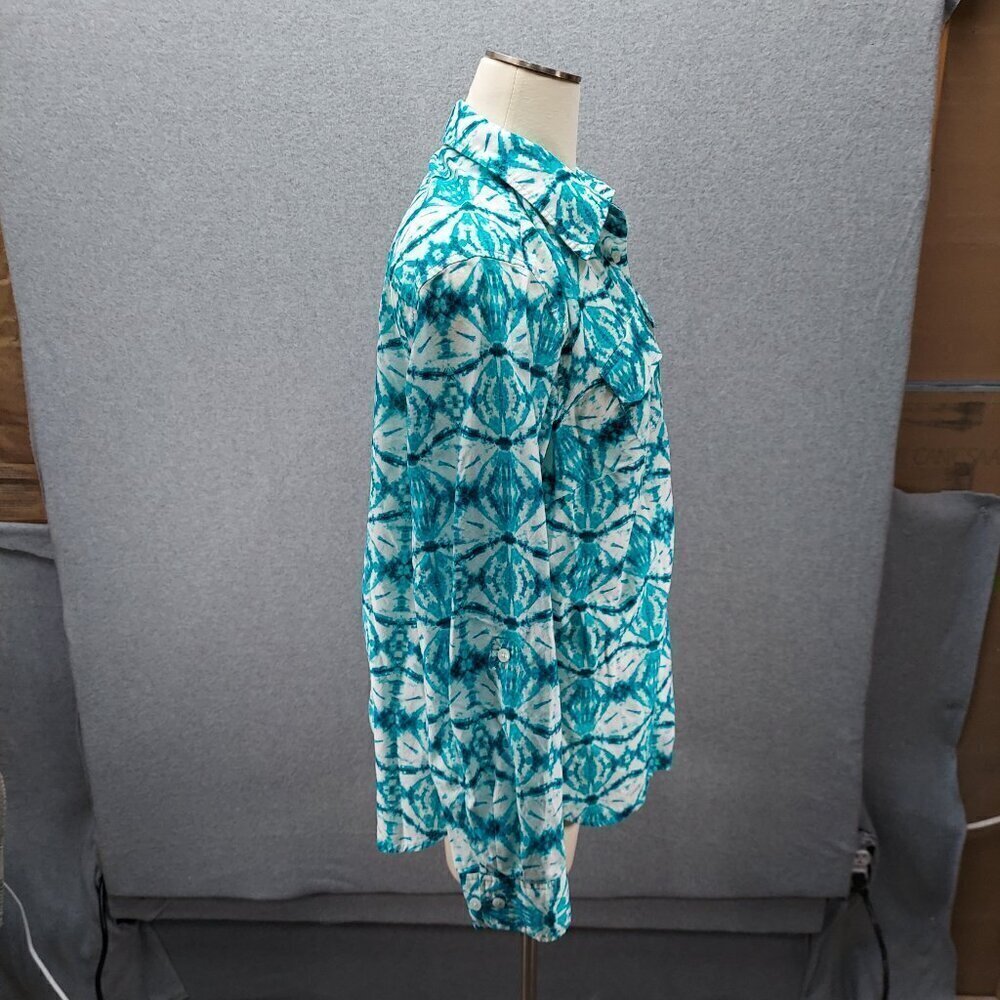 Jones New York Women's Sport 100% Linen Button Down Shirt tie-dye Design Size 1X - Picture 5 of 11